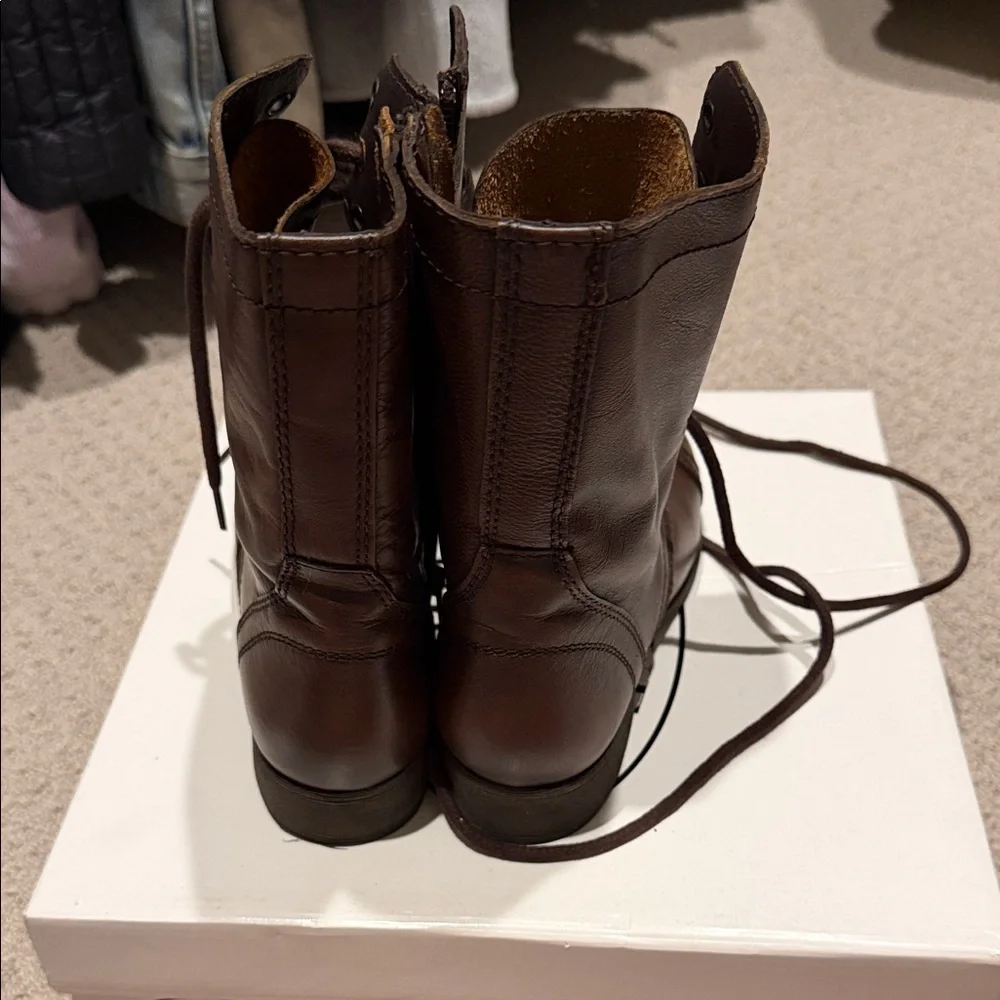 Steve Madden Dark Brown Lace-Up Combat Boots - Picture 3 of 5
